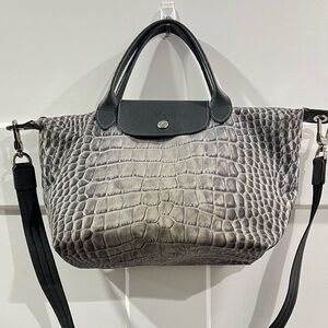 Longchamp Pliage Croco Print 2-Way.  Crossbody and tote
